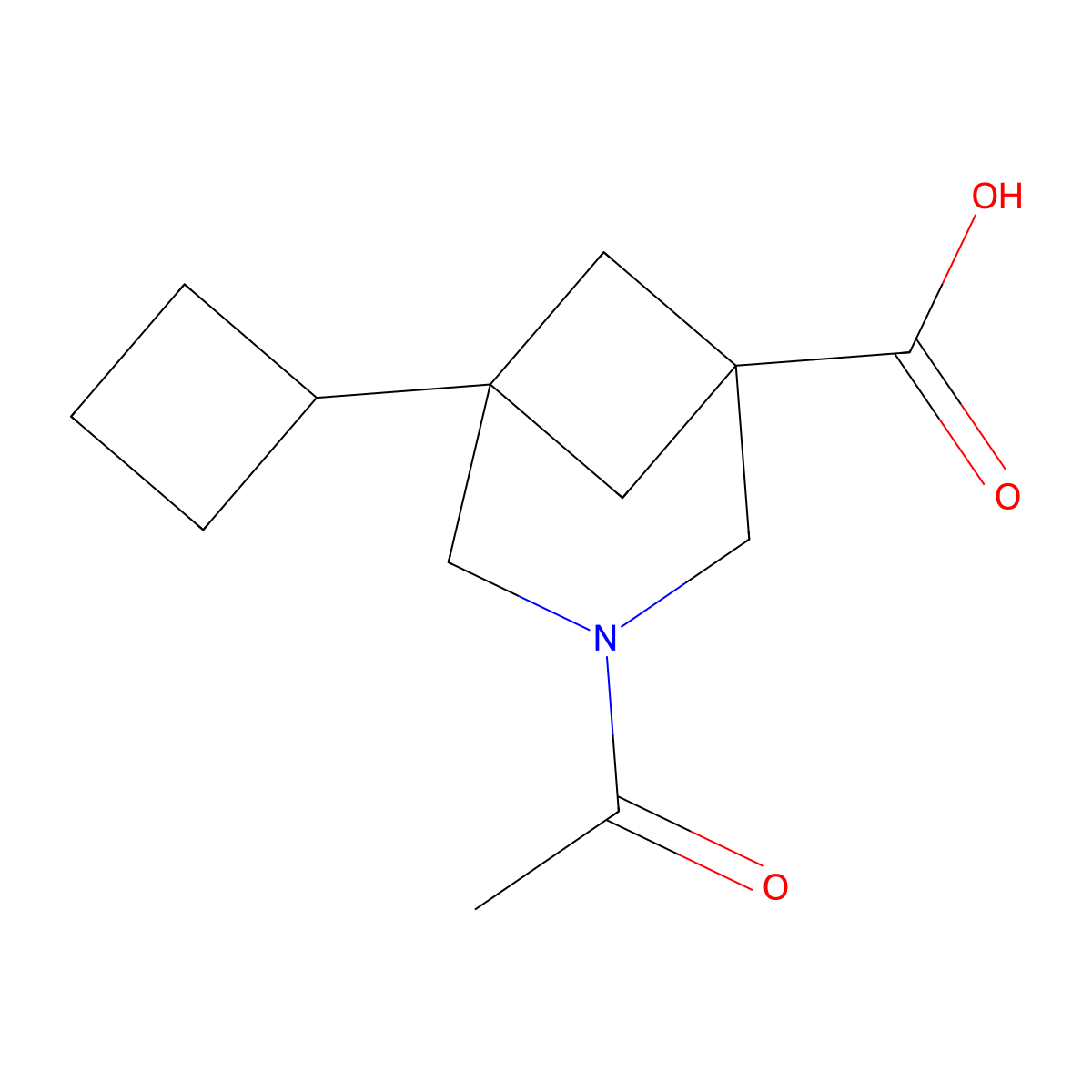 3-Acetyl-5-cyclobutyl-3-azabicyclo[3.1.1]heptane-1-carboxylic acid molecular structure, CAS 2803823-27-8