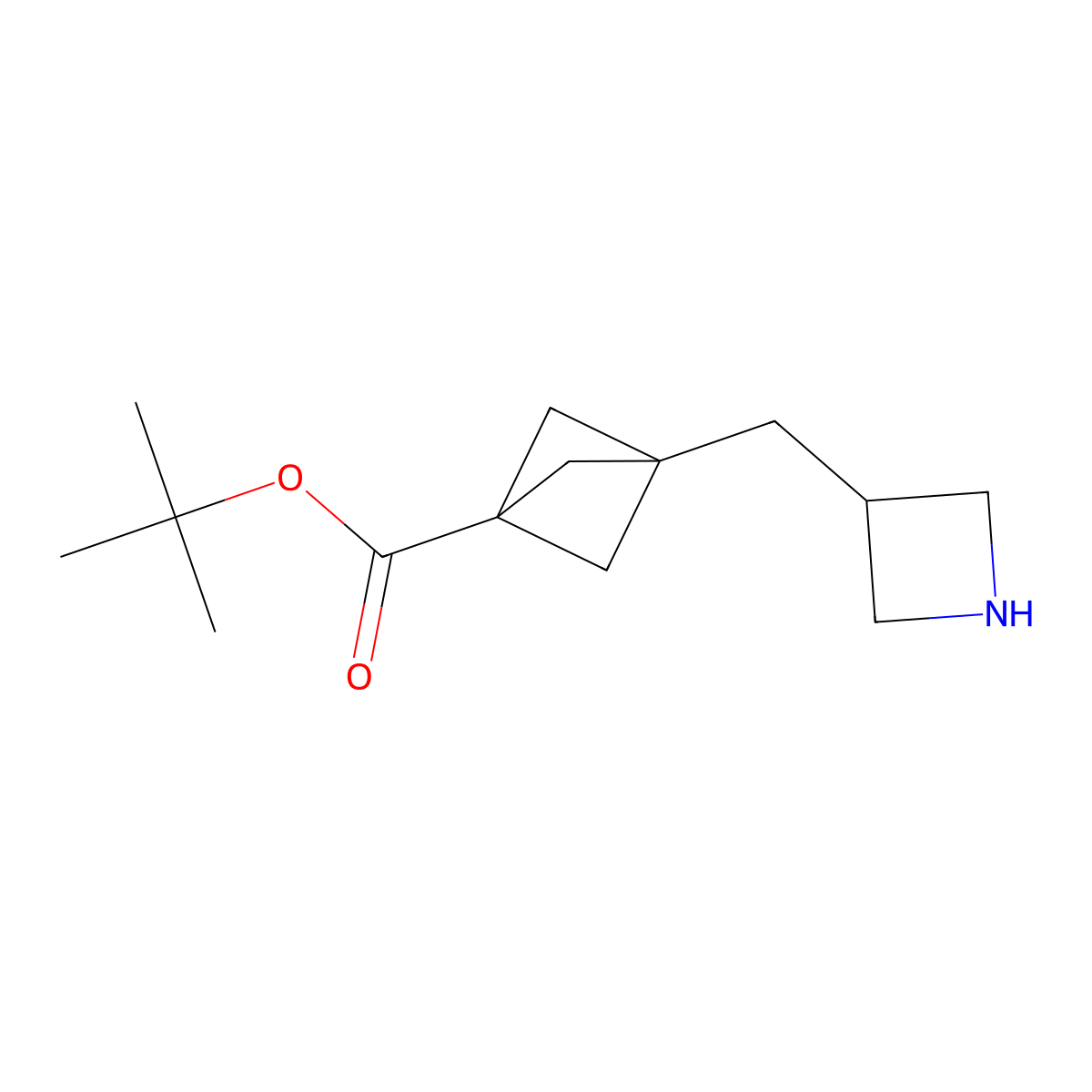 Tert-butyl 3-[(azetidin-3-yl)methyl]bicyclo[1.1.1]pentane-1-carboxylate molecular structure, CAS 2803823-28-9