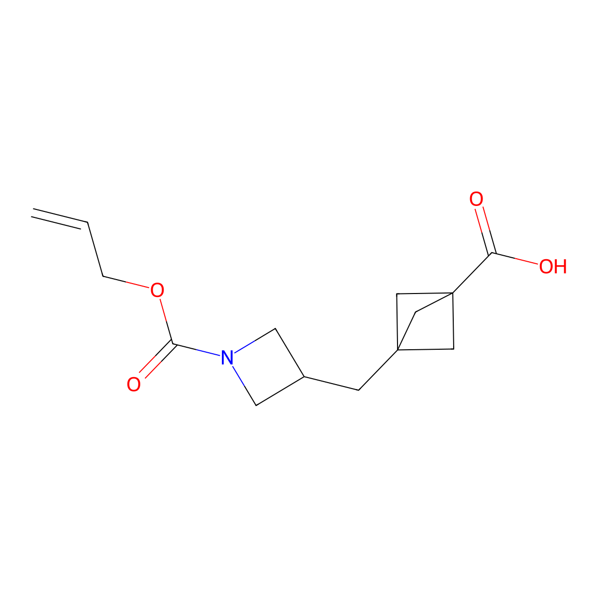 3-({1-[(Prop-2-en-1-yloxy)carbonyl]azetidin-3-yl}methyl)bicyclo[1.1.1]pentane-1-carboxylic acid molecular structure, CAS 2803823-31-4