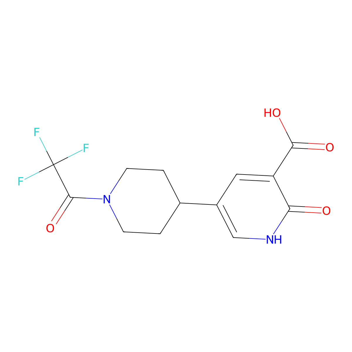 2-Oxo-5-[1-(2,2,2-trifluoroacetyl)piperidin-4-yl]-1,2-dihydropyridine-3-carboxylic acid molecular structure, CAS 2803823-44-9