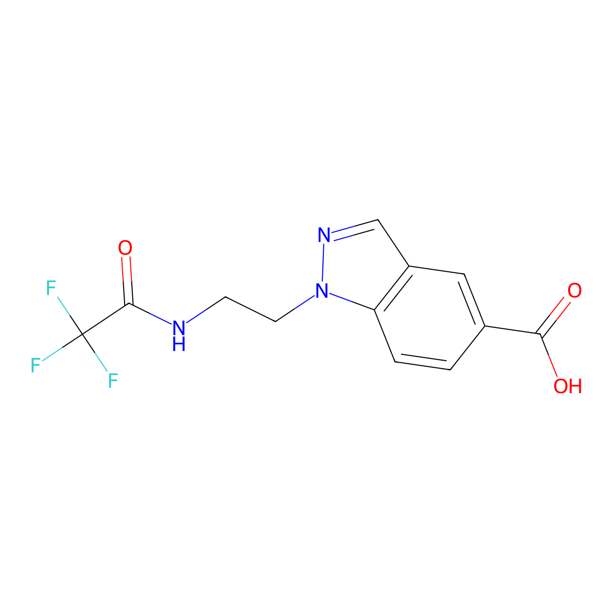 1-[2-(2,2,2-trifluoroacetamido)ethyl]-1H-indazole-5-carboxylic acid molecular structure, CAS 2803823-58-5