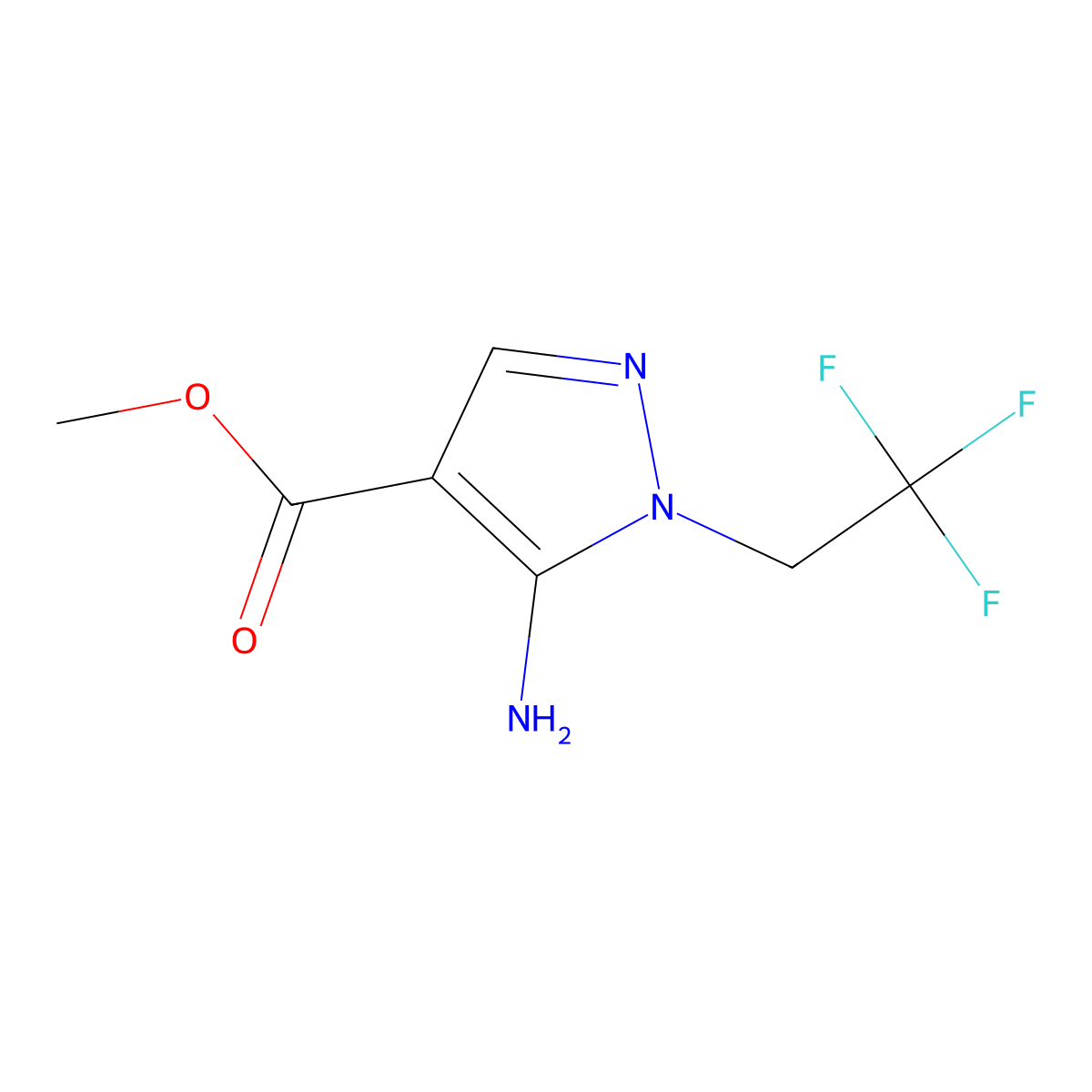 methyl 5-amino-1-(2,2,2-trifluoroethyl)-1H-pyrazole-4-carboxylate molecular structure, CAS 2803823-61-0