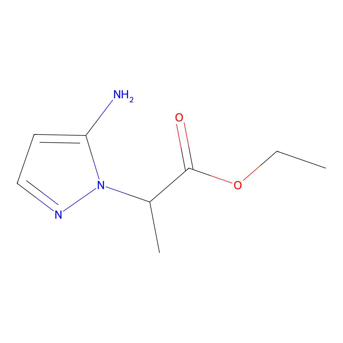 ethyl 2-(5-amino-1H-pyrazol-1-yl)propanoate molecular structure, CAS 2803823-68-7