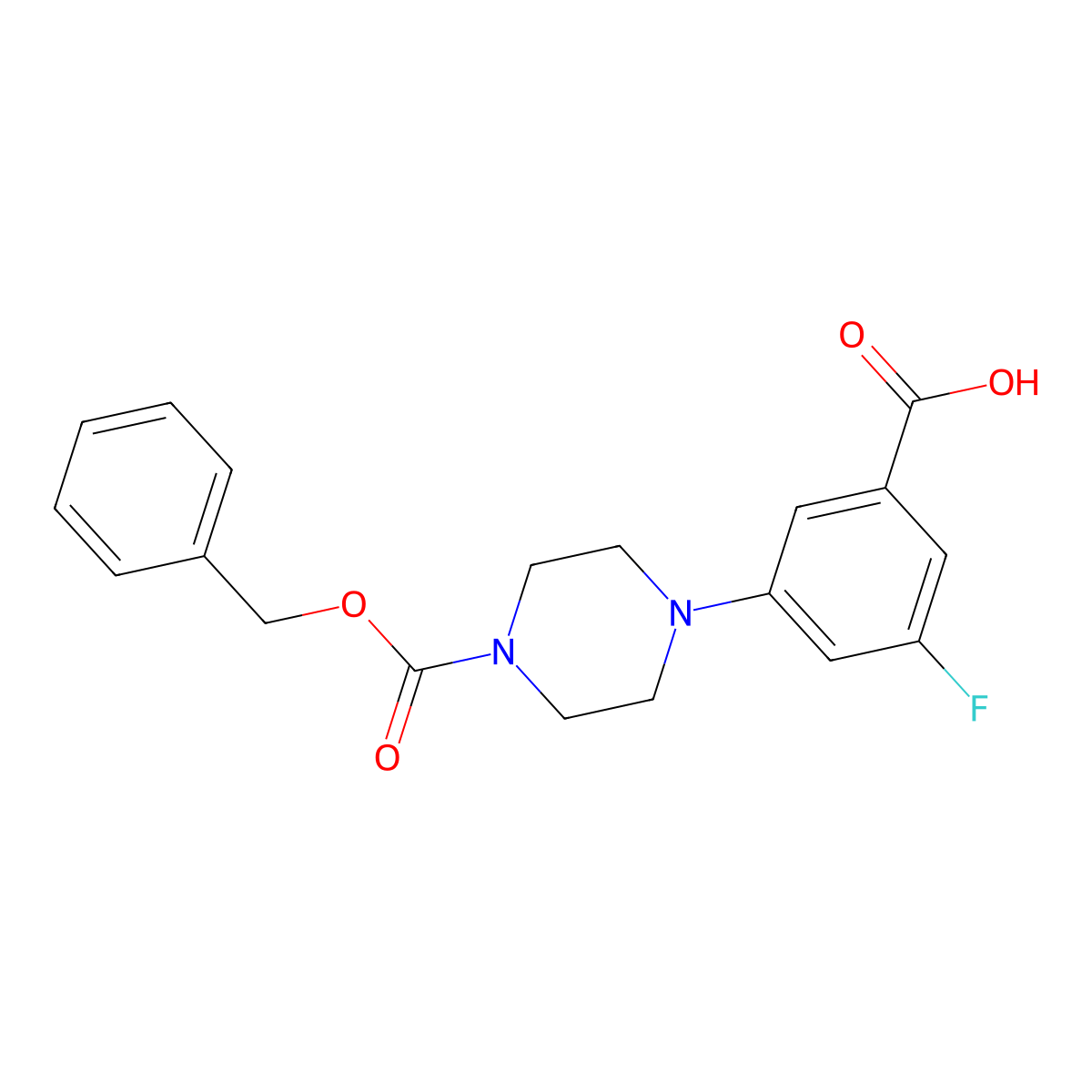 3-{4-[(Benzyloxy)carbonyl]piperazin-1-yl}-5-fluorobenzoic acid molecular structure, CAS 2803823-80-3