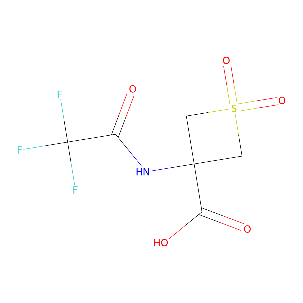 1,1-Dioxo-3-(2,2,2-trifluoroacetamido)-1lambda6-thietane-3-carboxylic acid molecular structure, CAS 2803823-84-7