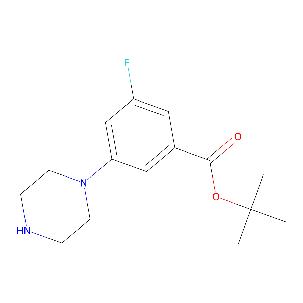 Tert-butyl 3-fluoro-5-(piperazin-1-yl)benzoate molecular structure, CAS 2803826-83-5