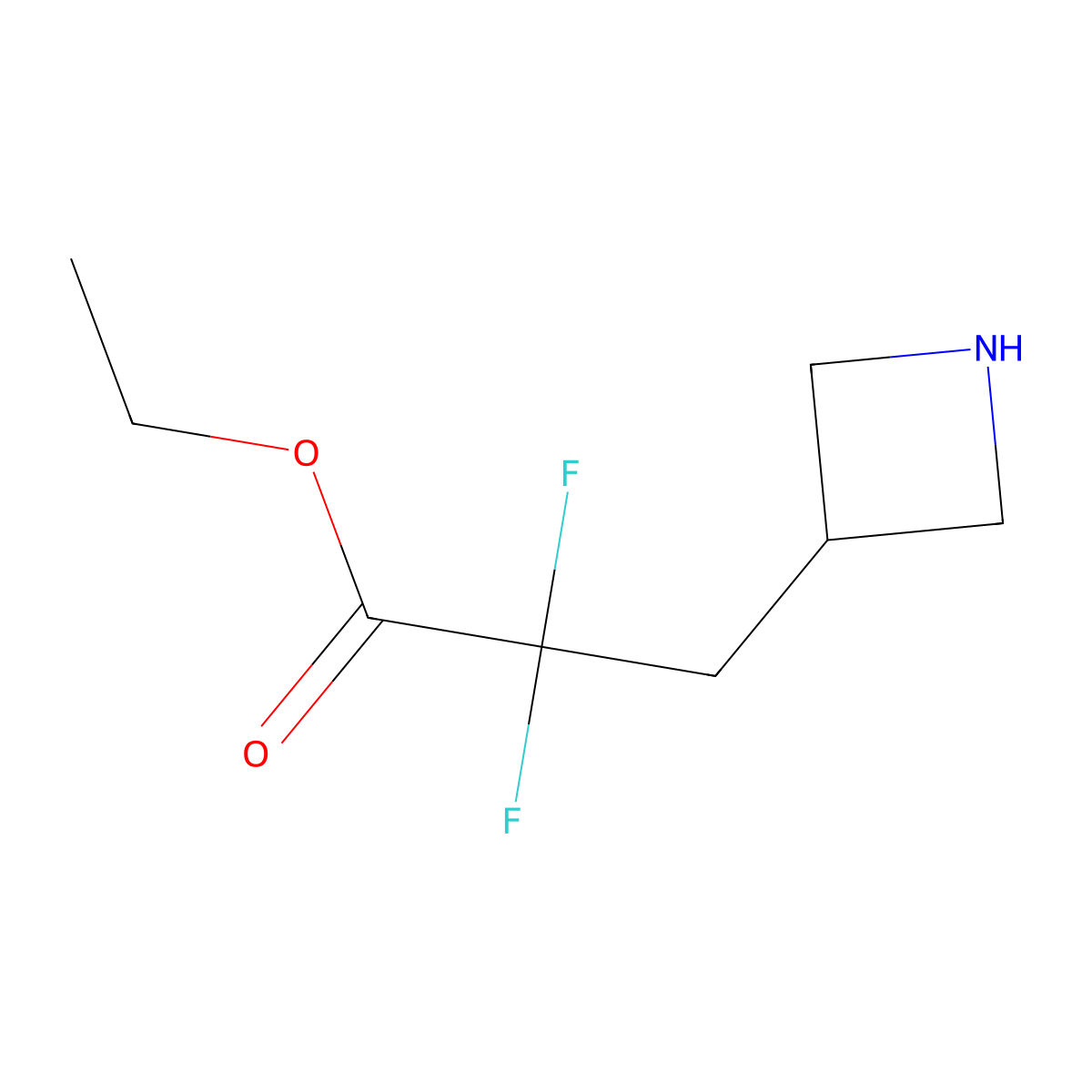 Ethyl 3-(azetidin-3-yl)-2,2-difluoropropanoate molecular structure, CAS 2803826-93-7