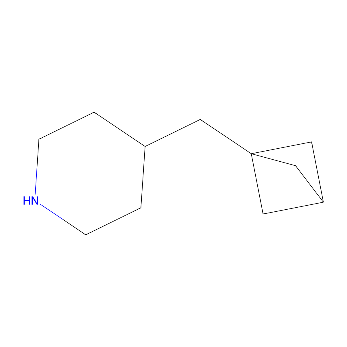 4-({Bicyclo[1.1.1]pentan-1-yl}methyl)piperidine molecular structure, CAS 2803826-99-3