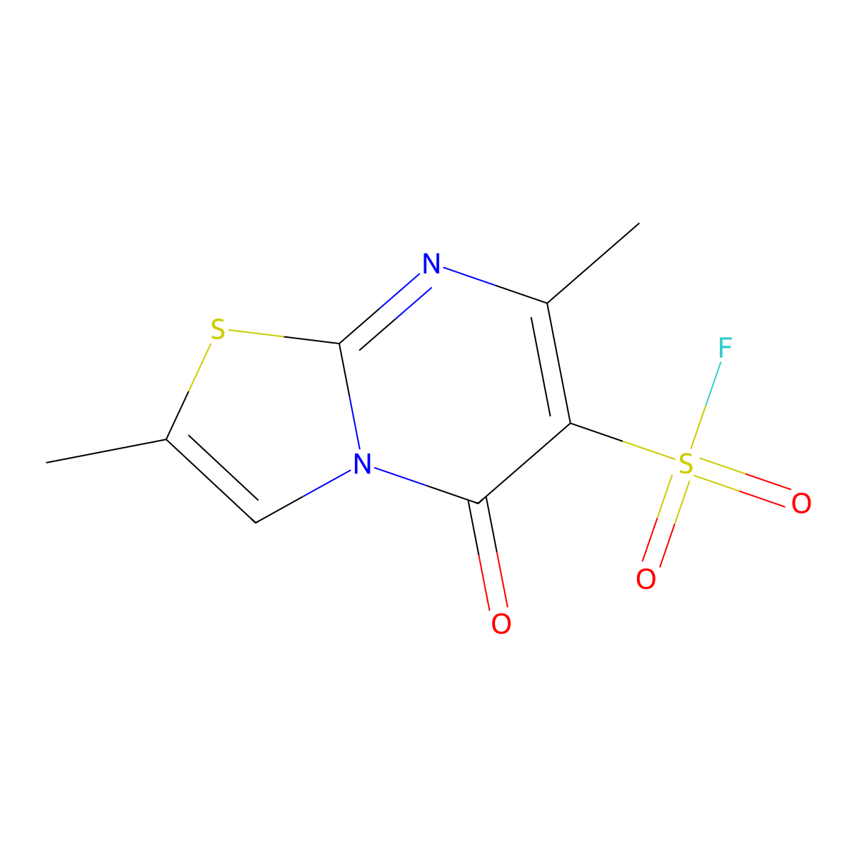 2,7-dimethyl-5-oxo-5H-[1,3]thiazolo[3,2-a]pyrimidine-6-sulfonyl fluoride molecular structure, CAS 2803827-00-9
