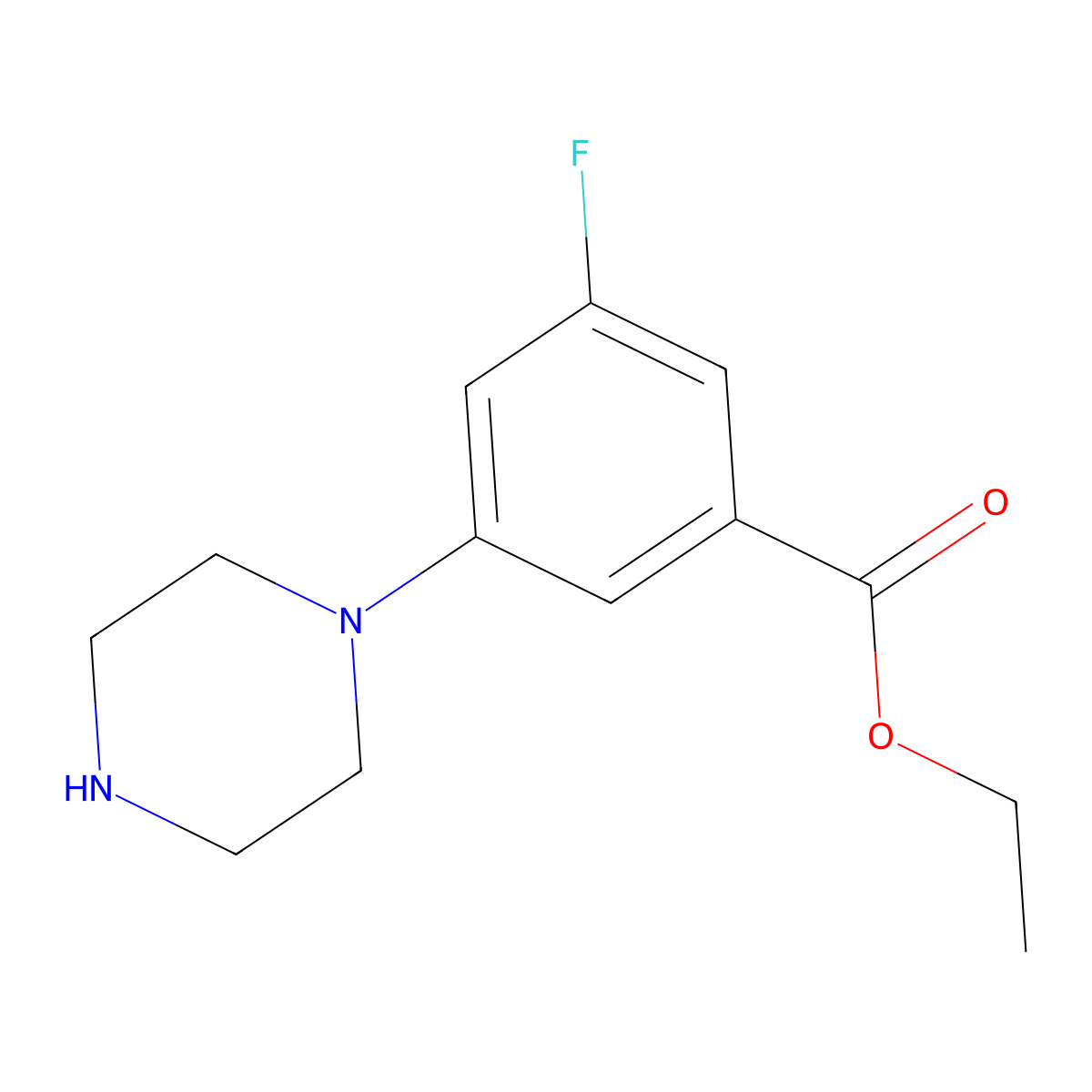 Ethyl 3-fluoro-5-(piperazin-1-yl)benzoate molecular structure, CAS 2803827-01-0
