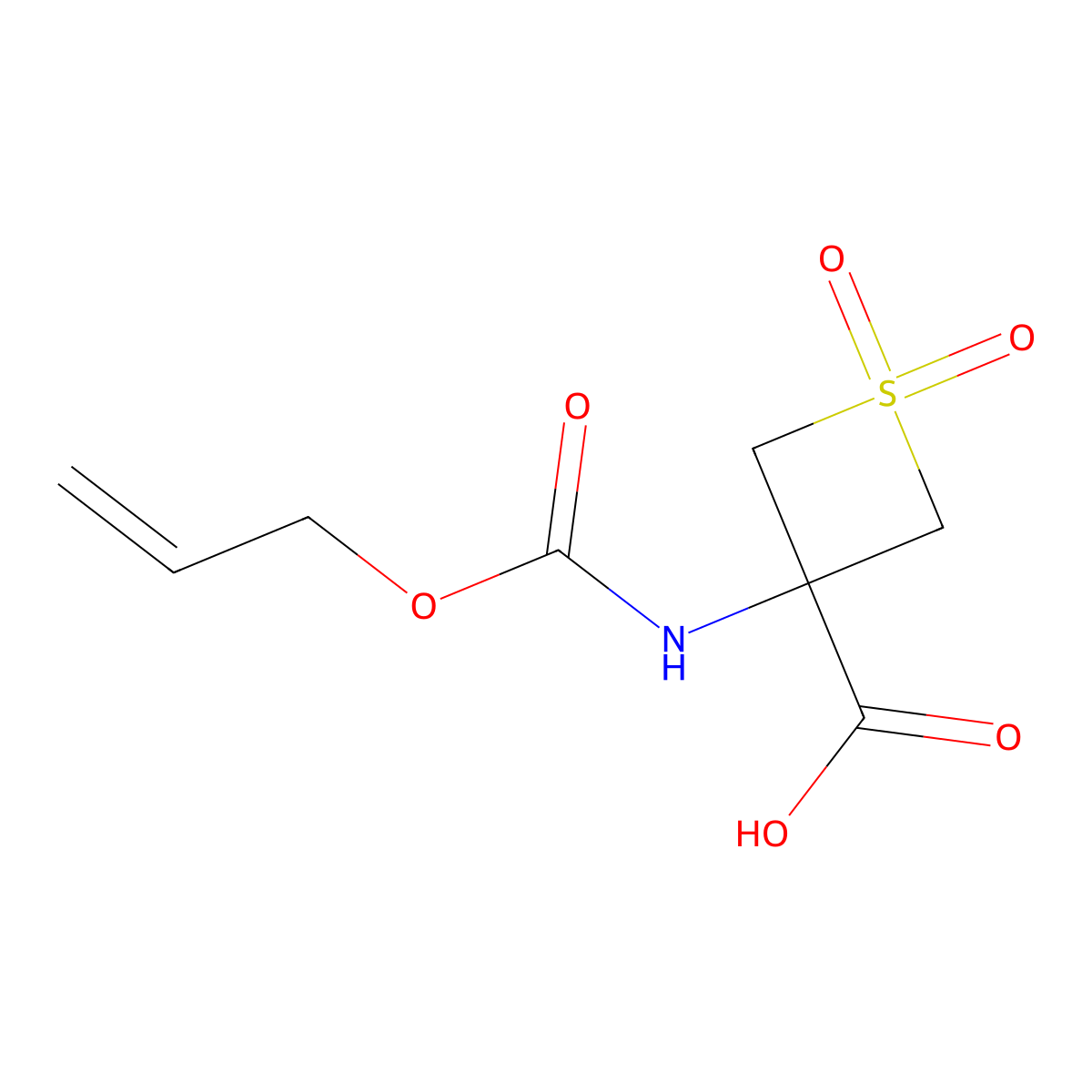 1,1-Dioxo-3-{[(prop-2-en-1-yloxy)carbonyl]amino}-1lambda6-thietane-3-carboxylic acid molecular structure, CAS 2803827-02-1
