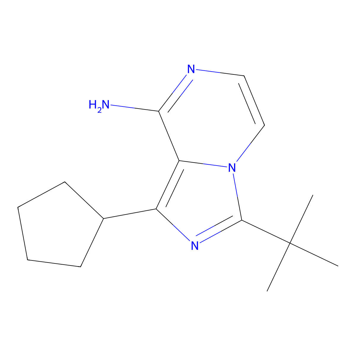 3-Tert-butyl-1-cyclopentylimidazo[1,5-a]pyrazin-8-amine molecular structure, CAS 2803827-24-7