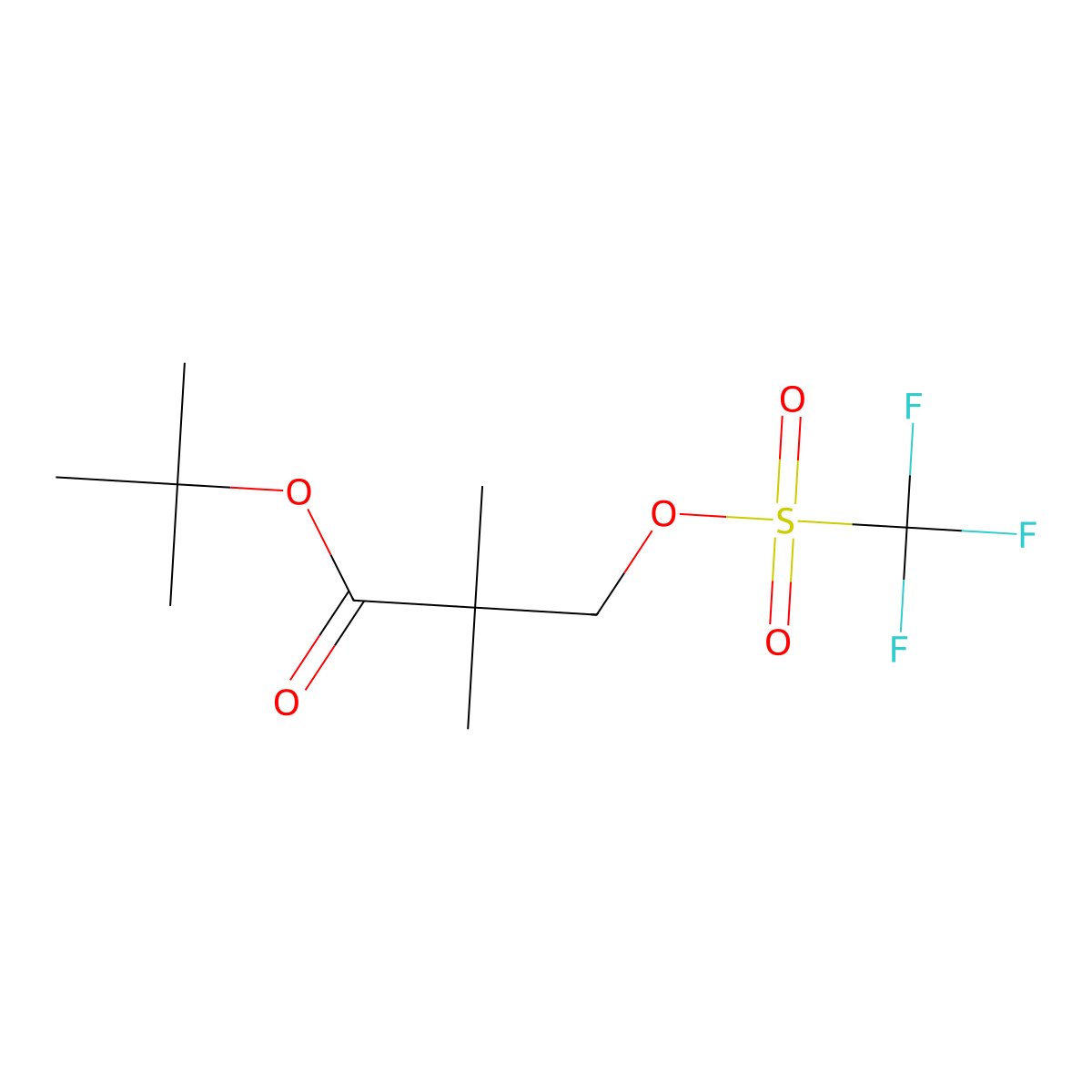 Tert-butyl 2,2-dimethyl-3-(trifluoromethanesulfonyloxy)propanoate molecular structure, CAS 2803827-25-8