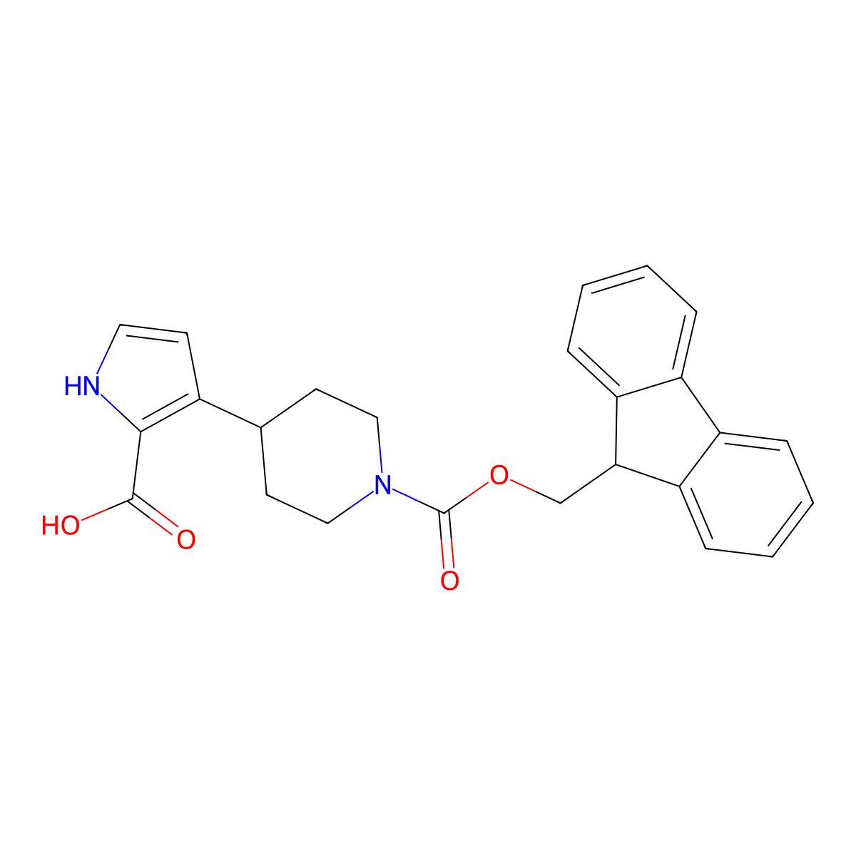 3-(1-{[(9H-fluoren-9-yl)methoxy]carbonyl}piperidin-4-yl)-1H-pyrrole-2-carboxylic acid molecular structure, CAS 2803827-29-2