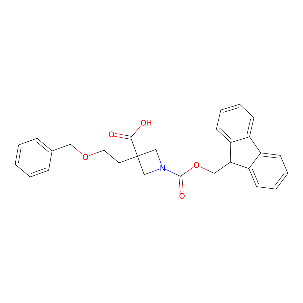 3-[2-(benzyloxy)ethyl]-1-{[(9H-fluoren-9-yl)methoxy]carbonyl}azetidine-3-carboxylic acid molecular structure, CAS 2803827-33-8