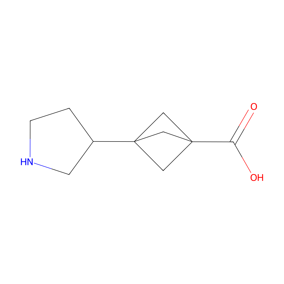 3-(Pyrrolidin-3-yl)bicyclo[1.1.1]pentane-1-carboxylic acid molecular structure, CAS 2803827-37-2
