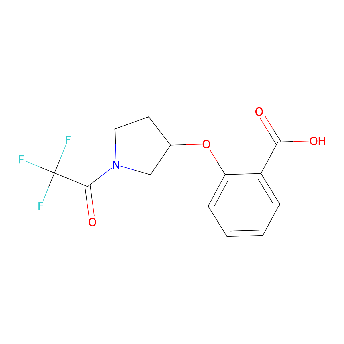2-{[1-(2,2,2-Trifluoroacetyl)pyrrolidin-3-yl]oxy}benzoic acid molecular structure, CAS 2803827-44-1