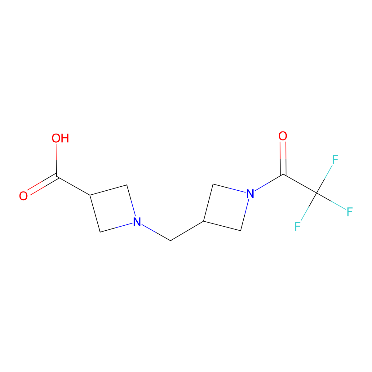 1-{[1-(2,2,2-Trifluoroacetyl)azetidin-3-yl]methyl}azetidine-3-carboxylic acid molecular structure, CAS 2803827-49-6