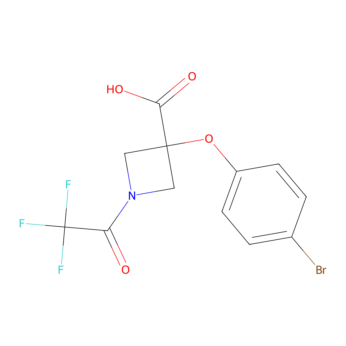 3-(4-Bromophenoxy)-1-(2,2,2-trifluoroacetyl)azetidine-3-carboxylic acid molecular structure, CAS 2803827-56-5