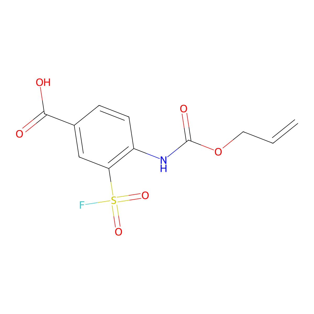 3-(Fluorosulfonyl)-4-{[(prop-2-en-1-yloxy)carbonyl]amino}benzoic acid molecular structure, CAS 2803827-78-1