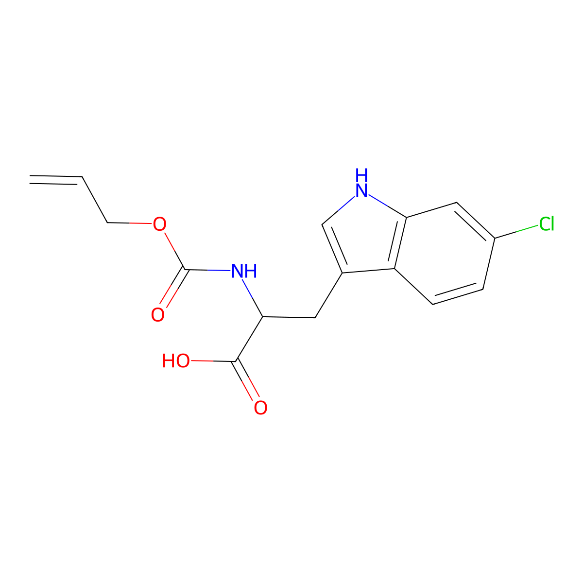 3-(6-chloro-1H-indol-3-yl)-2-{[(prop-2-en-1-yloxy)carbonyl]amino}propanoic acid molecular structure, CAS 2803827-80-5