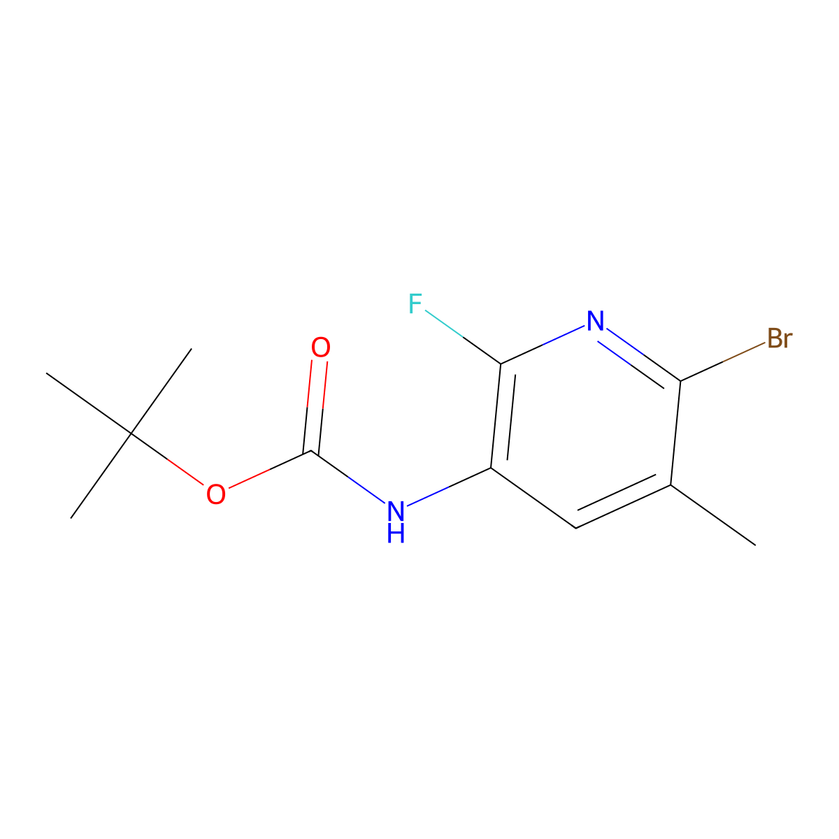 tert-butyl N-(6-bromo-2-fluoro-5-methylpyridin-3-yl)carbamate molecular structure, CAS 2803827-83-8