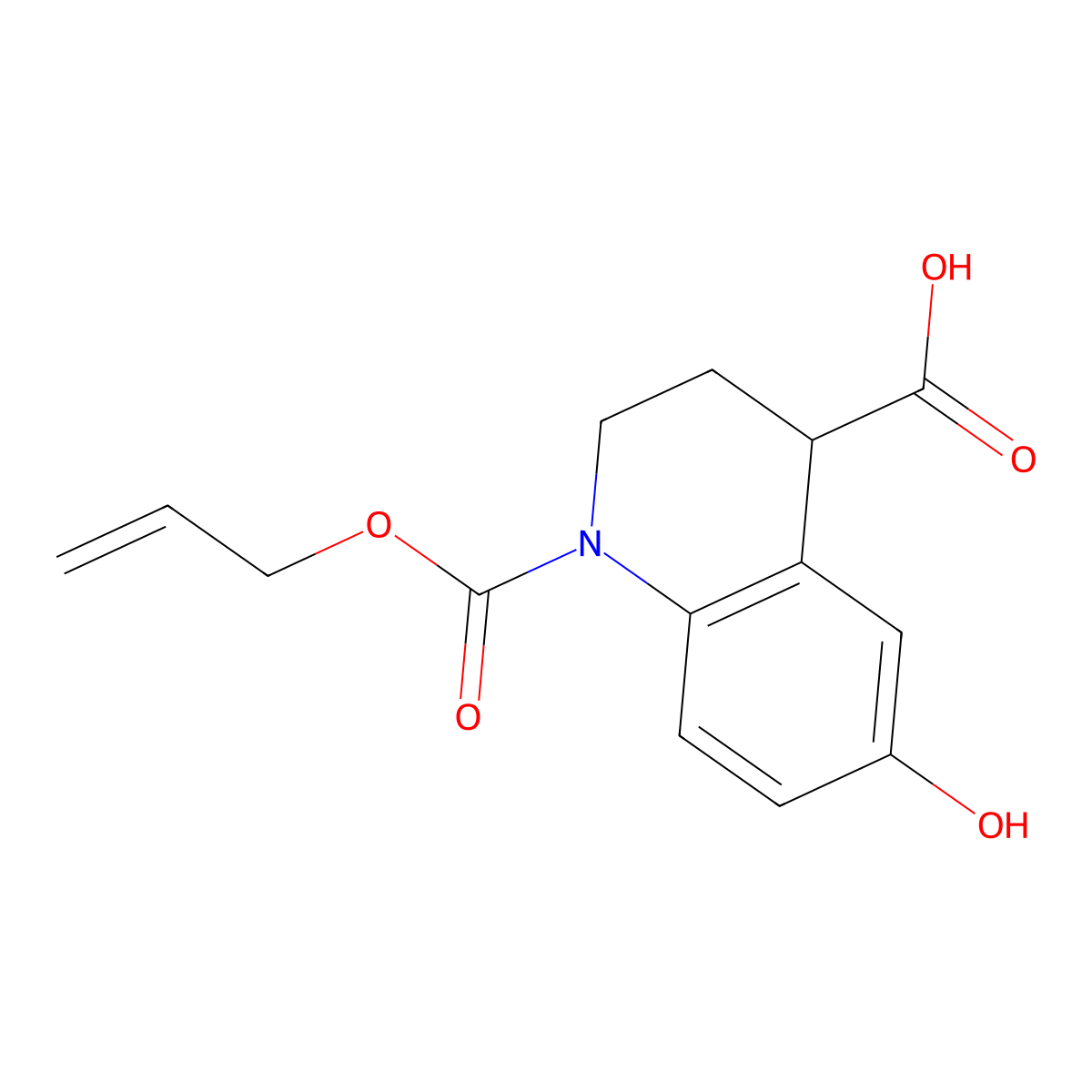 6-Hydroxy-1-[(prop-2-en-1-yloxy)carbonyl]-1,2,3,4-tetrahydroquinoline-4-carboxylic acid molecular structure, CAS 2803827-86-1