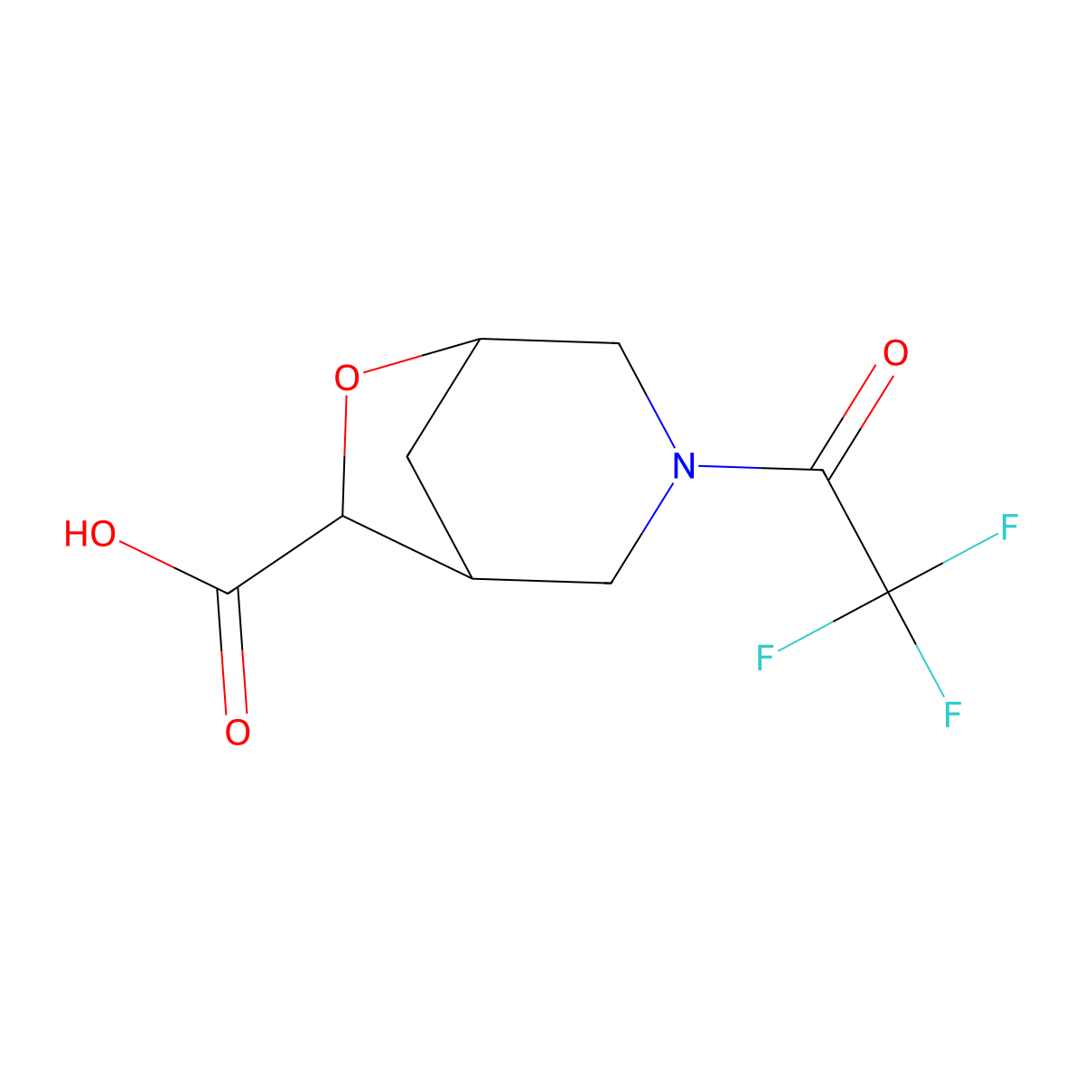 3-(2,2,2-Trifluoroacetyl)-6-oxa-3-azabicyclo[3.2.1]octane-7-carboxylic acid molecular structure, CAS 2803827-87-2