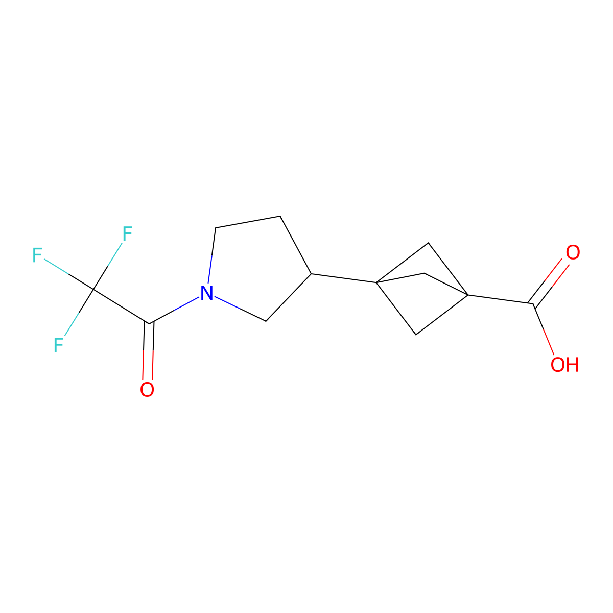 3-[1-(2,2,2-Trifluoroacetyl)pyrrolidin-3-yl]bicyclo[1.1.1]pentane-1-carboxylic acid molecular structure, CAS 2803828-26-2