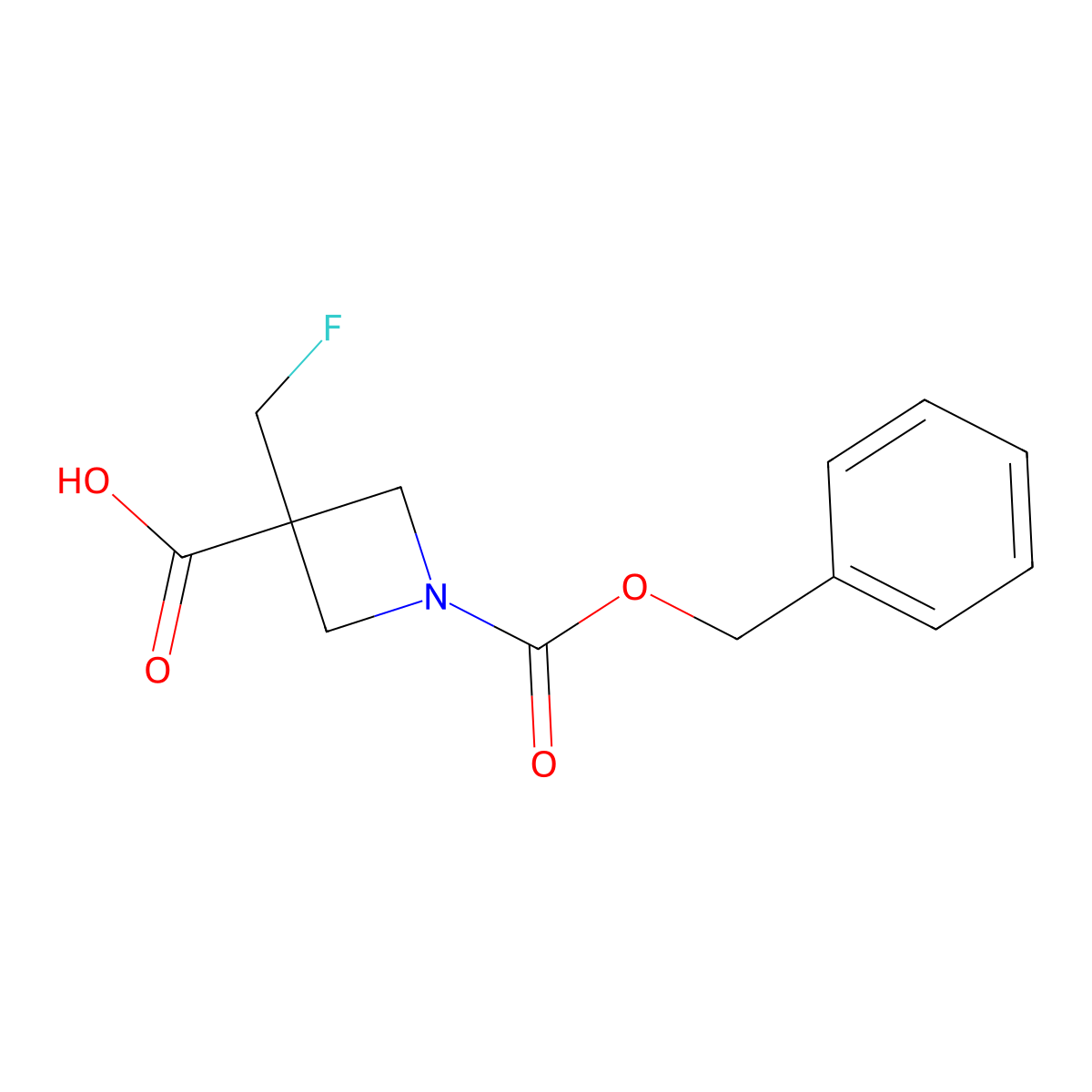 1-[(Benzyloxy)carbonyl]-3-(fluoromethyl)azetidine-3-carboxylic acid molecular structure, CAS 2803828-28-4