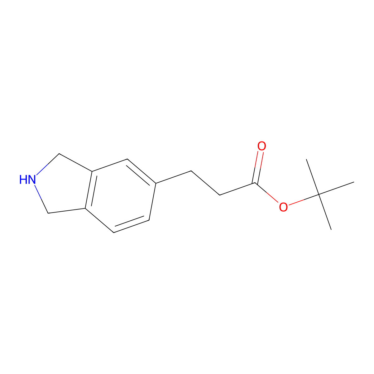 tert-butyl 3-(2,3-dihydro-1H-isoindol-5-yl)propanoate molecular structure, CAS 2803828-29-5