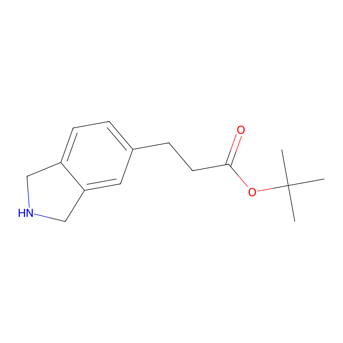 tert-butyl 3-(2,3-dihydro-1H-isoindol-5-yl)propanoate molecular structure, CAS 2803828-29-5