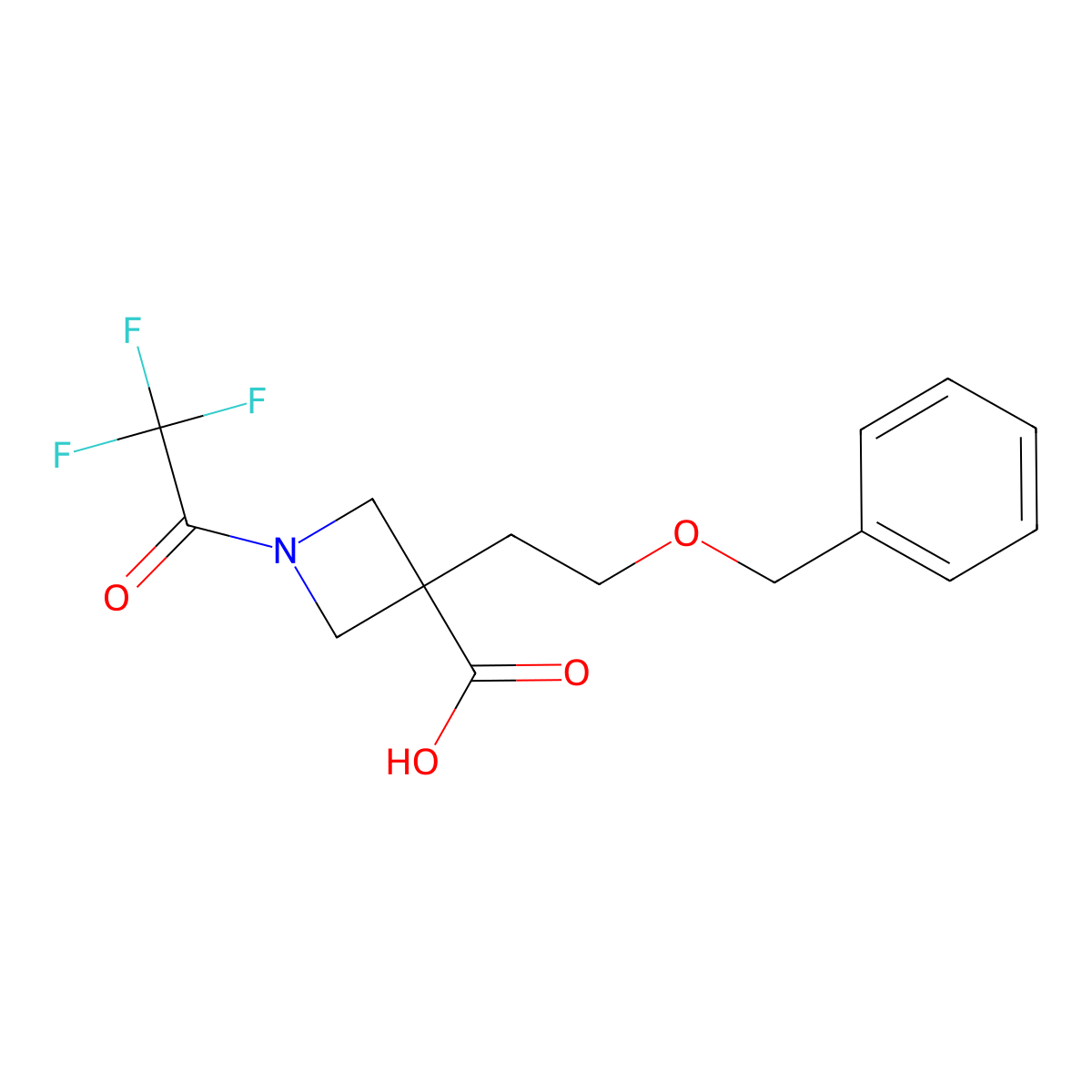 3-[2-(Benzyloxy)ethyl]-1-(2,2,2-trifluoroacetyl)azetidine-3-carboxylic acid molecular structure, CAS 2803828-43-3