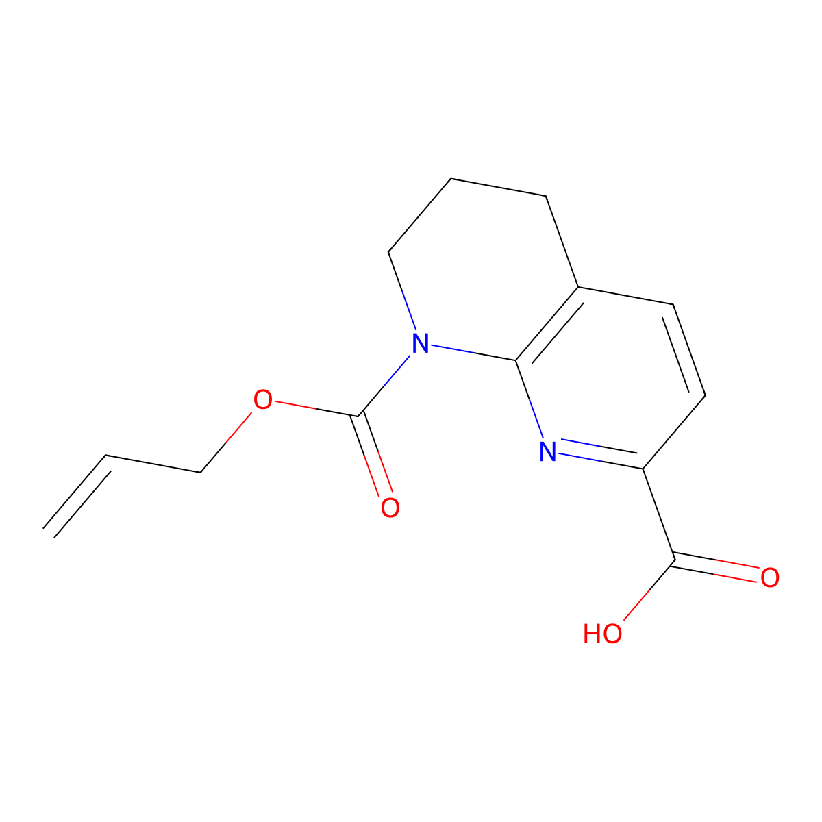 8-[(Prop-2-en-1-yloxy)carbonyl]-5,6,7,8-tetrahydro-1,8-naphthyridine-2-carboxylic acid molecular structure, CAS 2803828-60-4