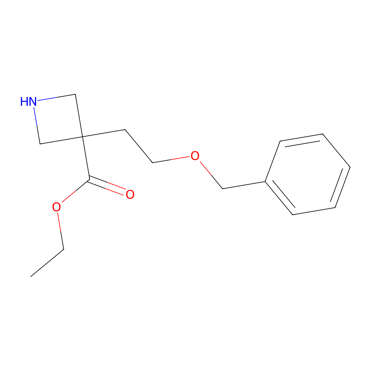 Ethyl 3-[2-(benzyloxy)ethyl]azetidine-3-carboxylate molecular structure, CAS 2803828-73-9