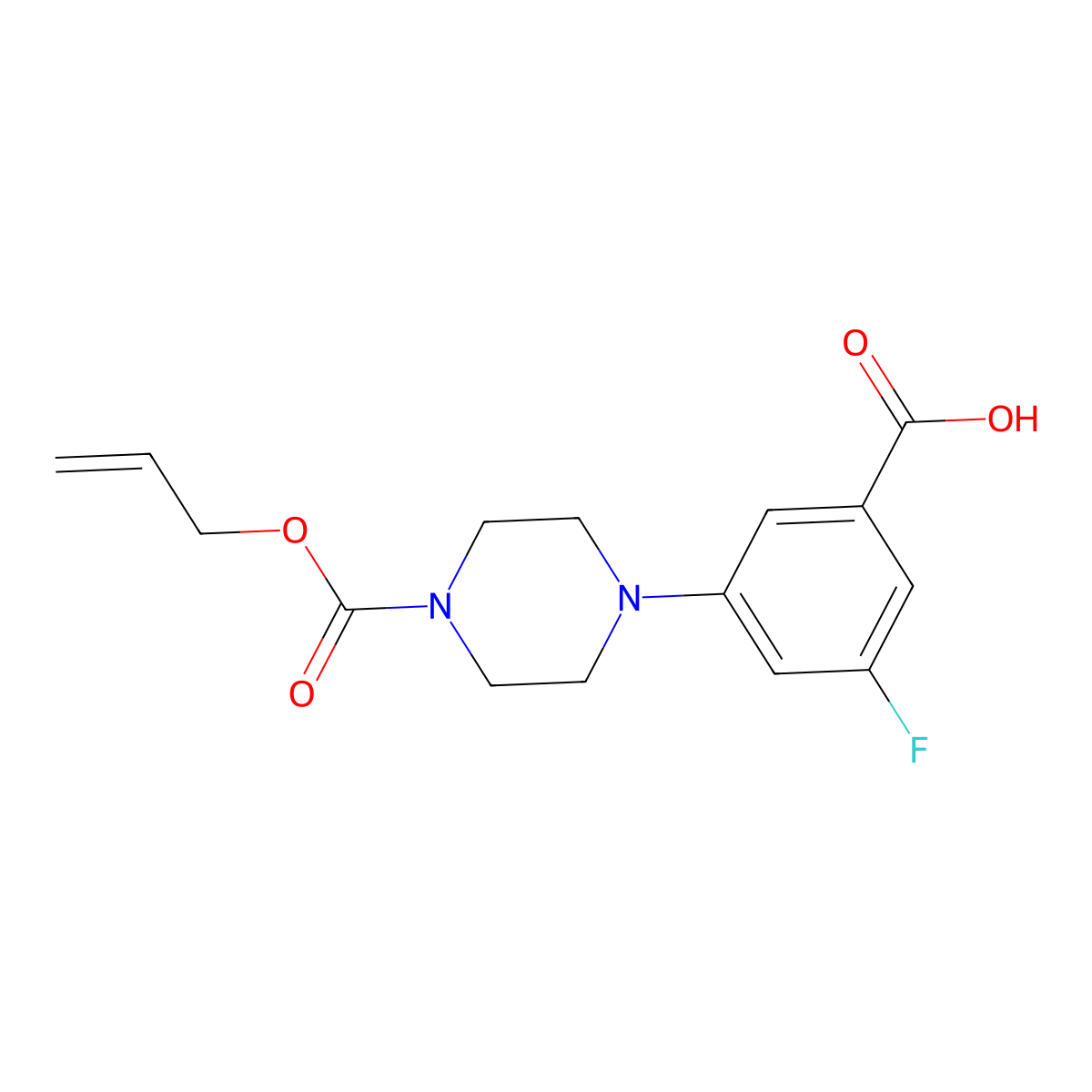 3-Fluoro-5-{4-[(prop-2-en-1-yloxy)carbonyl]piperazin-1-yl}benzoic acid molecular structure, CAS 2803828-77-3