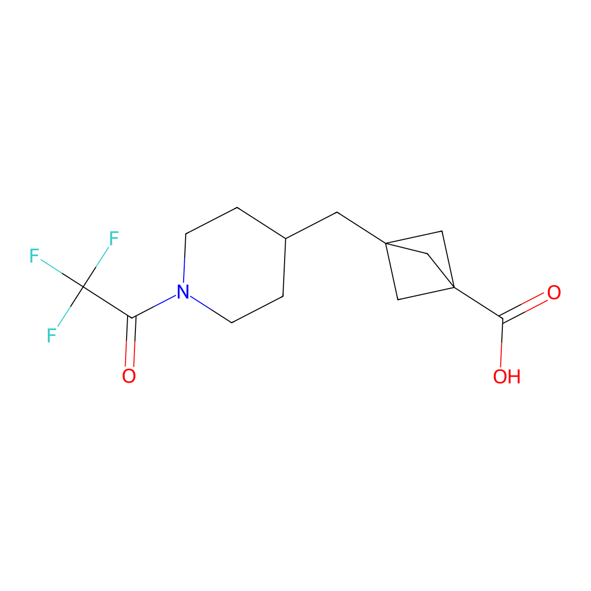 3-{[1-(2,2,2-Trifluoroacetyl)piperidin-4-yl]methyl}bicyclo[1.1.1]pentane-1-carboxylic acid molecular structure, CAS 2803828-80-8