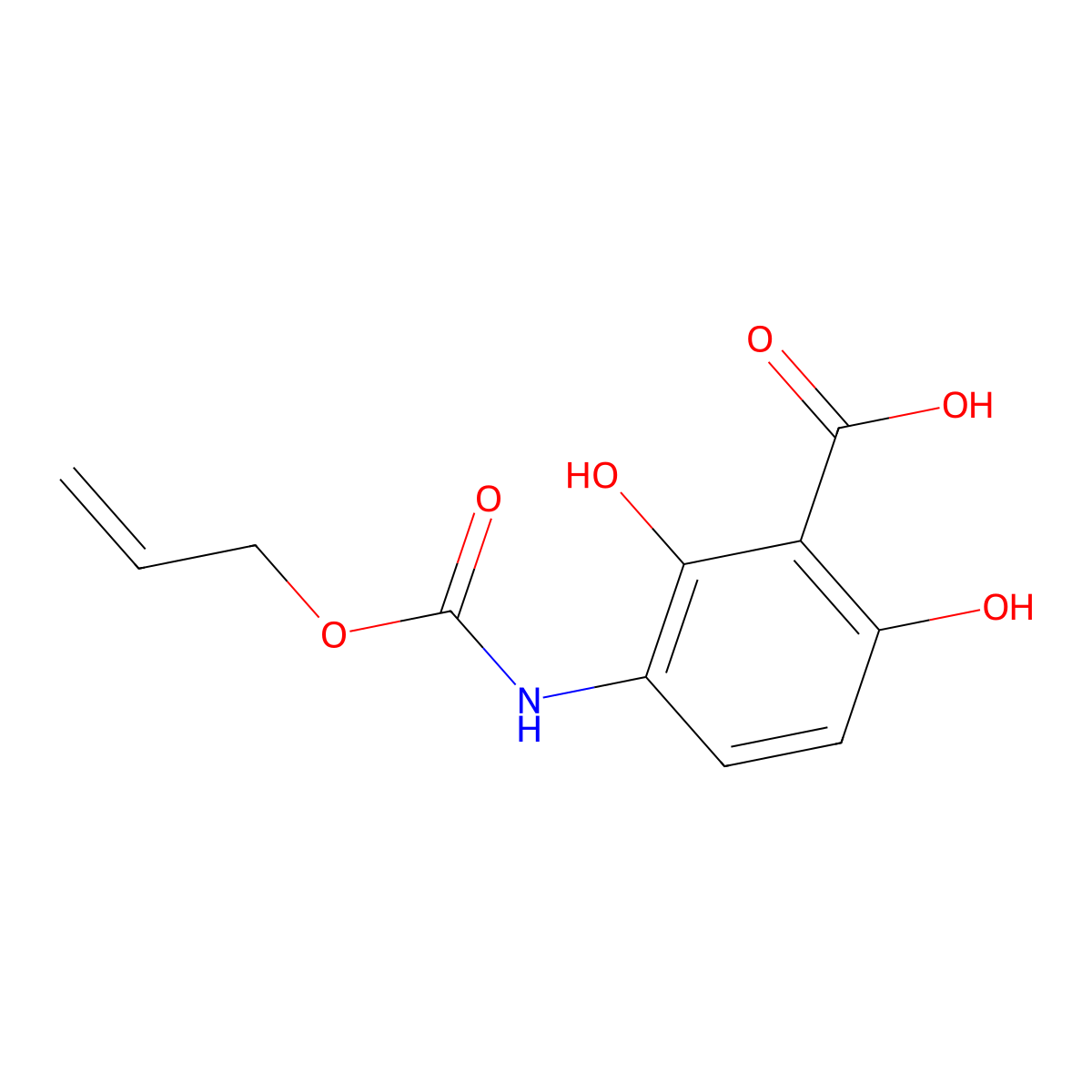 2,6-Dihydroxy-3-{[(prop-2-en-1-yloxy)carbonyl]amino}benzoic acid molecular structure, CAS 2803828-88-6