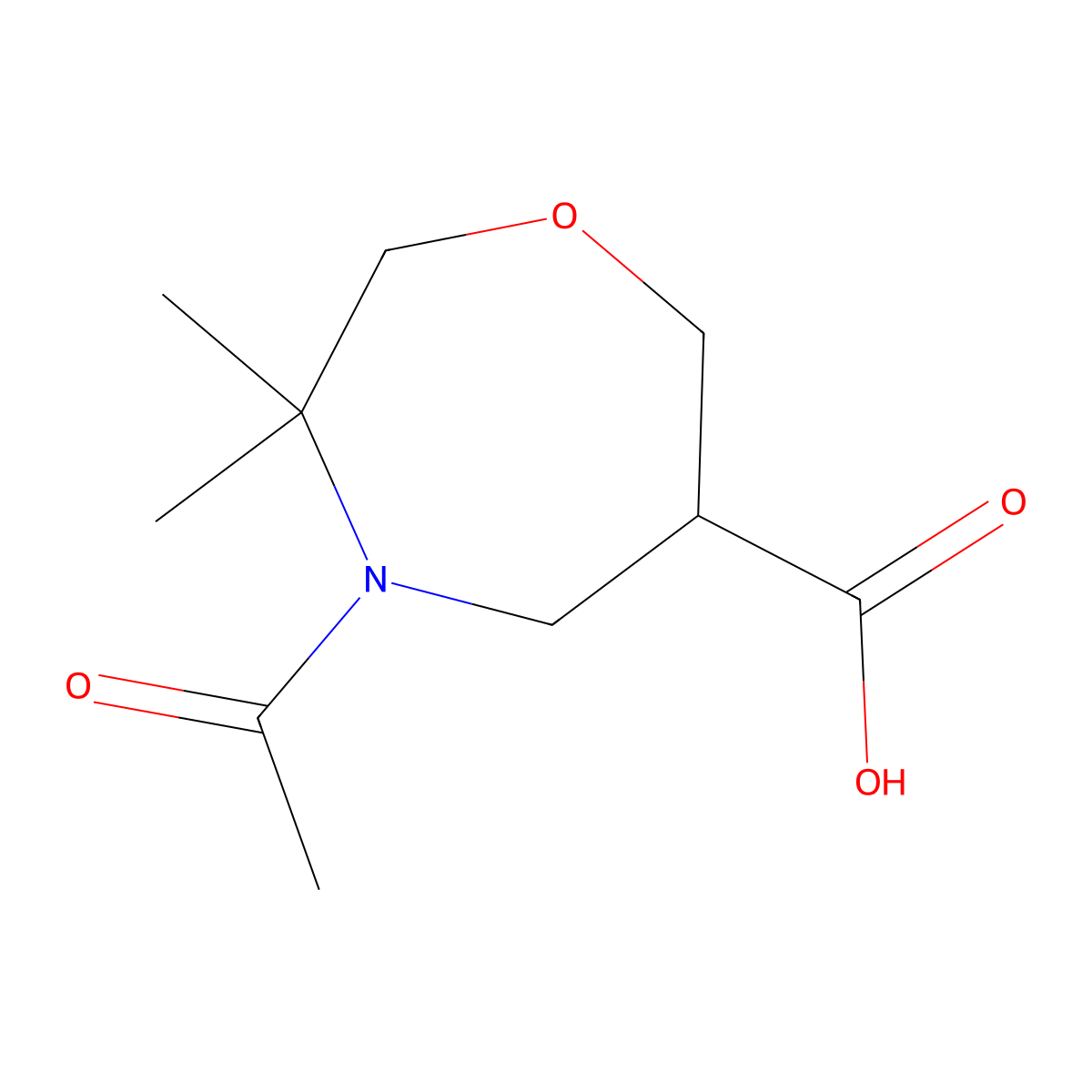 4-Acetyl-3,3-dimethyl-1,4-oxazepane-6-carboxylic acid molecular structure, CAS 2803828-91-1