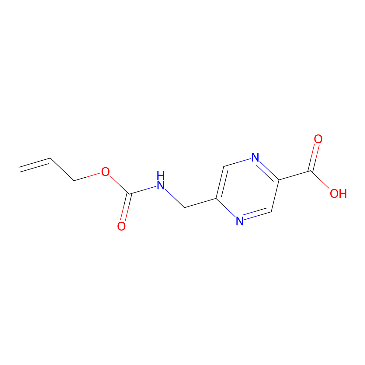5-({[(Prop-2-en-1-yloxy)carbonyl]amino}methyl)pyrazine-2-carboxylic acid molecular structure, CAS 2803828-98-8