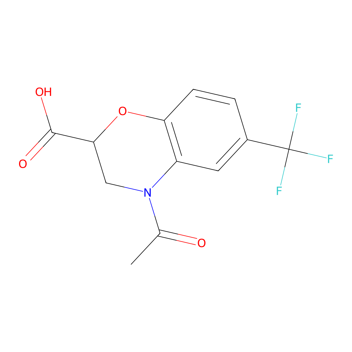 4-acetyl-6-(trifluoromethyl)-3,4-dihydro-2H-1,4-benzoxazine-2-carboxylic acid molecular structure, CAS 2803829-03-8