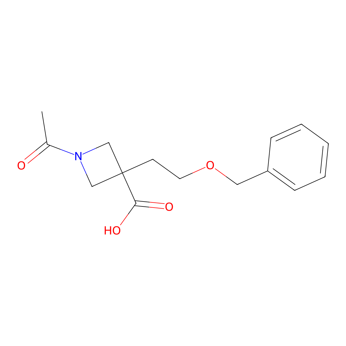 1-Acetyl-3-[2-(benzyloxy)ethyl]azetidine-3-carboxylic acid molecular structure, CAS 2803829-09-4
