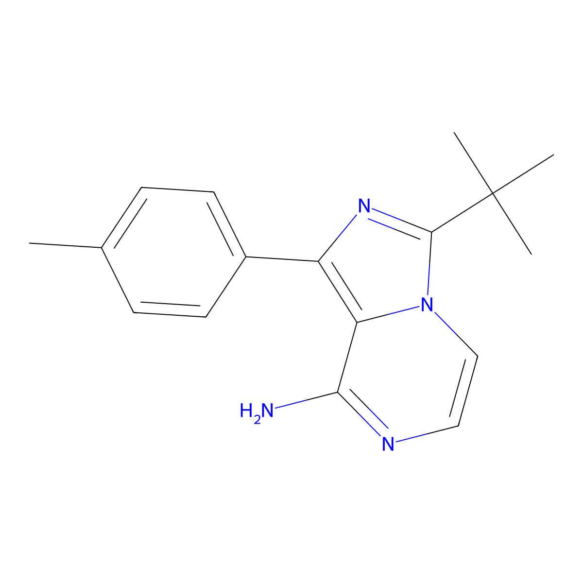 3-Tert-butyl-1-(4-methylphenyl)imidazo[1,5-a]pyrazin-8-amine molecular structure, CAS 2803829-16-3