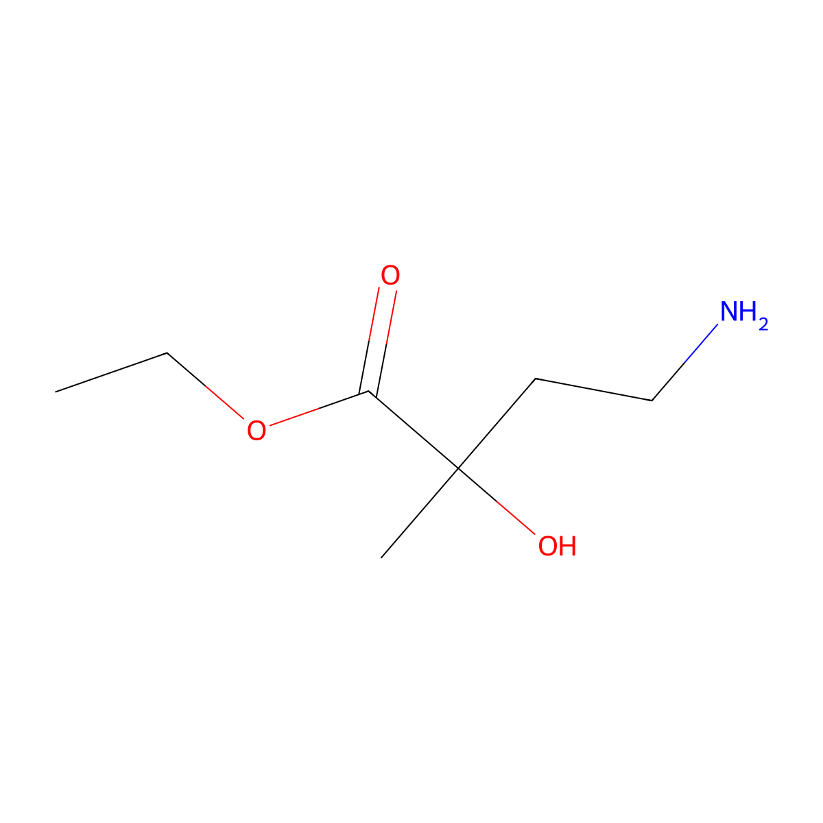 Ethyl 4-amino-2-hydroxy-2-methylbutanoate molecular structure, CAS 2803829-22-1