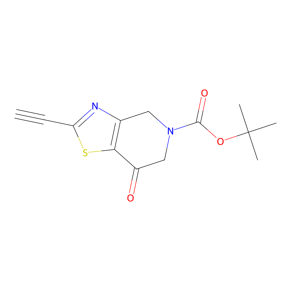 tert-butyl 2-ethynyl-7-oxo-4H,5H,6H,7H-[1,3]thiazolo[4,5-c]pyridine-5-carboxylate molecular structure, CAS 2803829-40-3