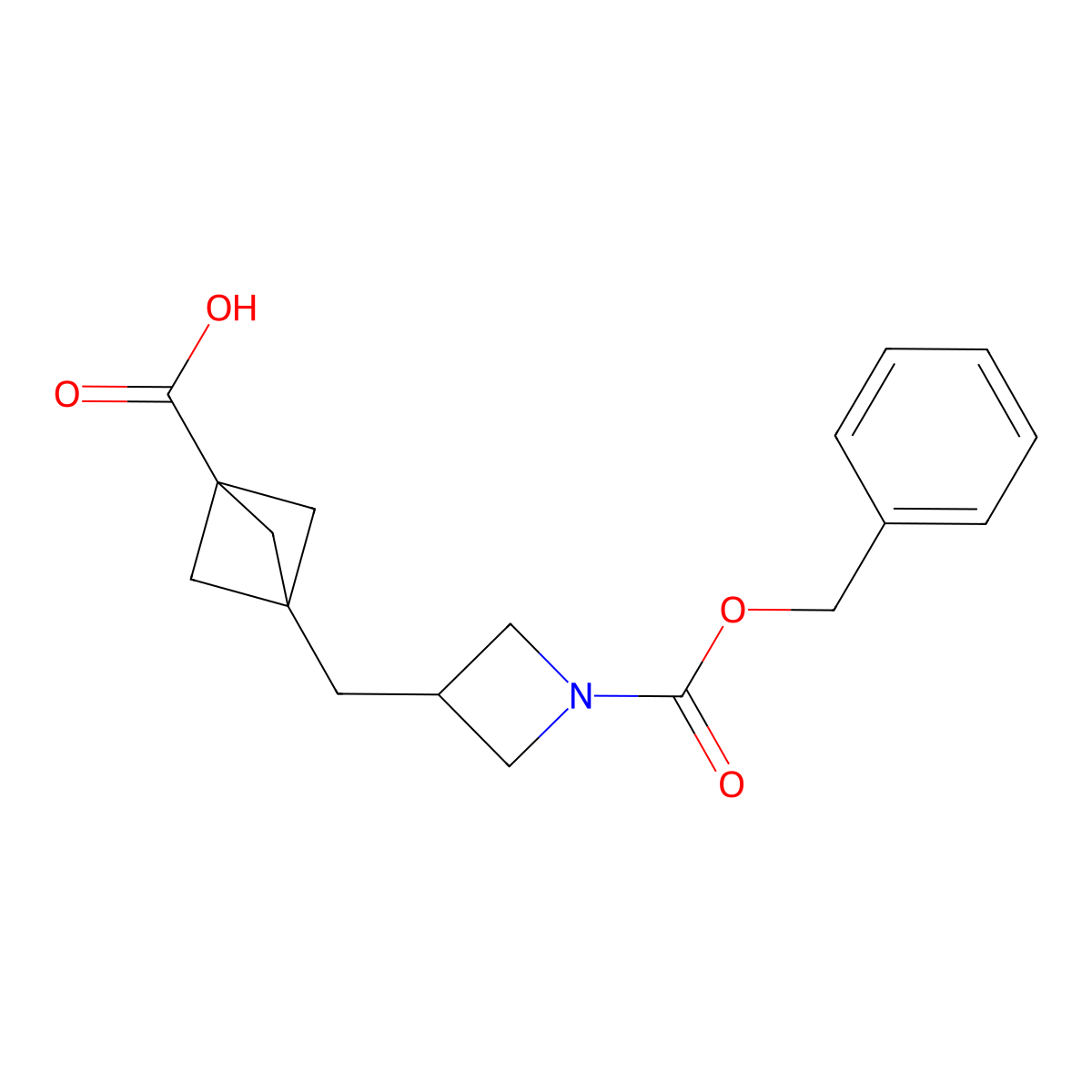 3-({1-[(Benzyloxy)carbonyl]azetidin-3-yl}methyl)bicyclo[1.1.1]pentane-1-carboxylic acid molecular structure, CAS 2803829-43-6