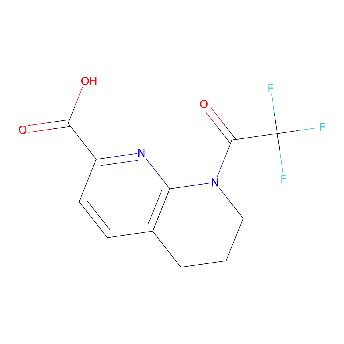 8-(2,2,2-Trifluoroacetyl)-5,6,7,8-tetrahydro-1,8-naphthyridine-2-carboxylic acid molecular structure, CAS 2803829-48-1