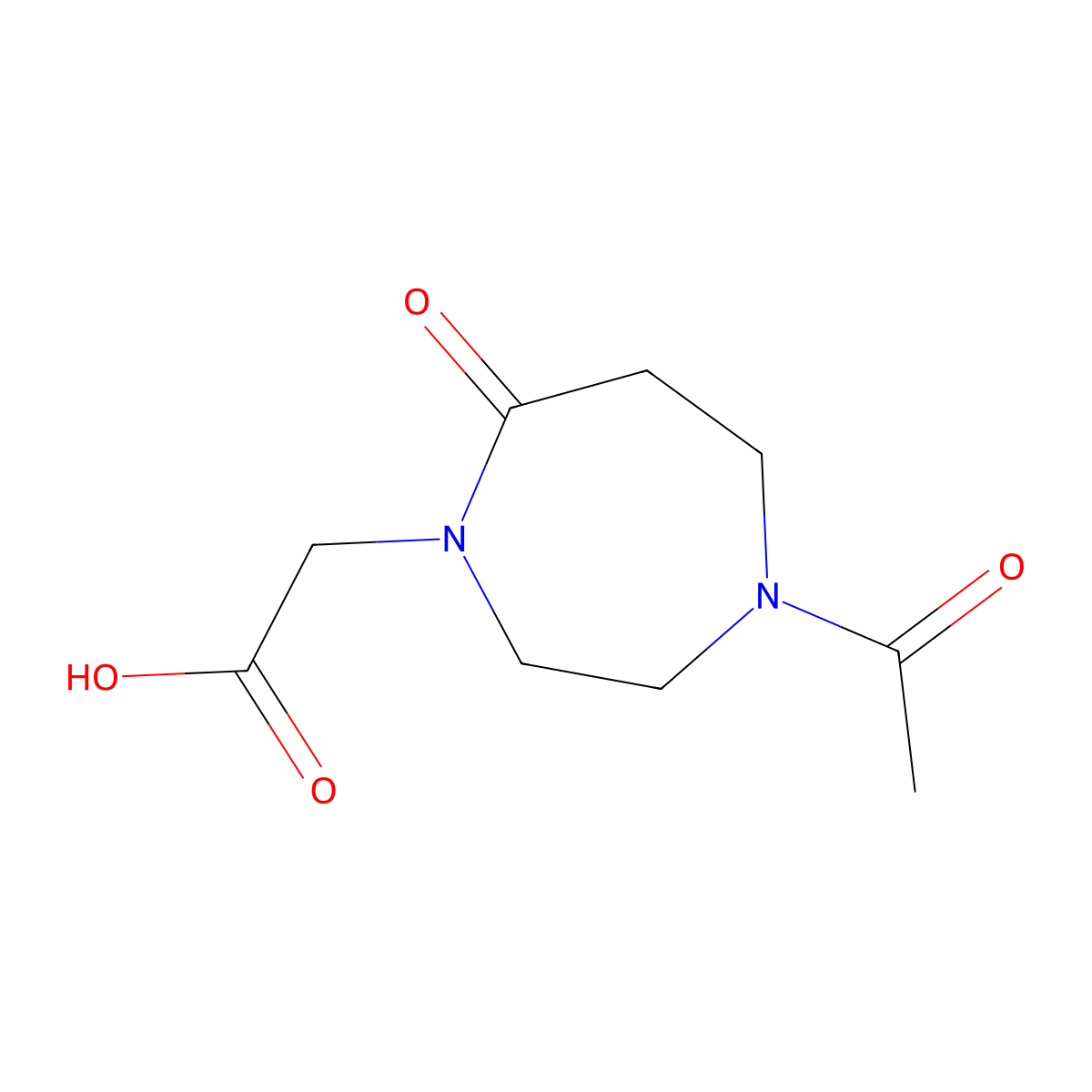 2-(4-Acetyl-7-oxo-1,4-diazepan-1-yl)acetic acid molecular structure, CAS 2803829-52-7