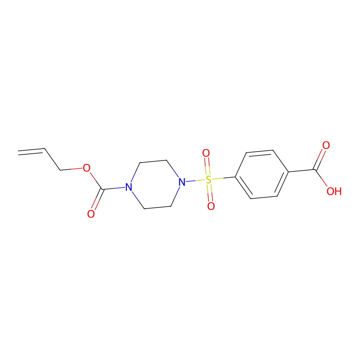 4-({4-[(Prop-2-en-1-yloxy)carbonyl]piperazin-1-yl}sulfonyl)benzoic acid molecular structure, CAS 2803829-59-4