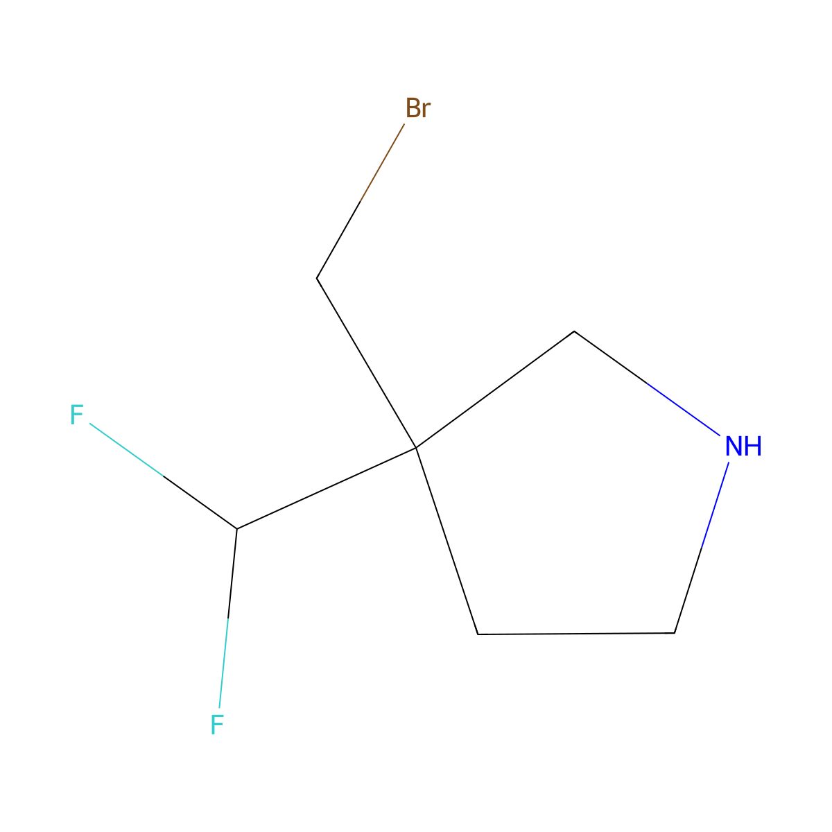 3-(Bromomethyl)-3-(difluoromethyl)pyrrolidine molecular structure, CAS 2803829-61-8